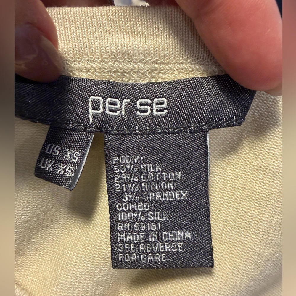 Per Se Beige and Black Polka Dot Cardigan silk cotton and nylon - Picture 8 of 8
